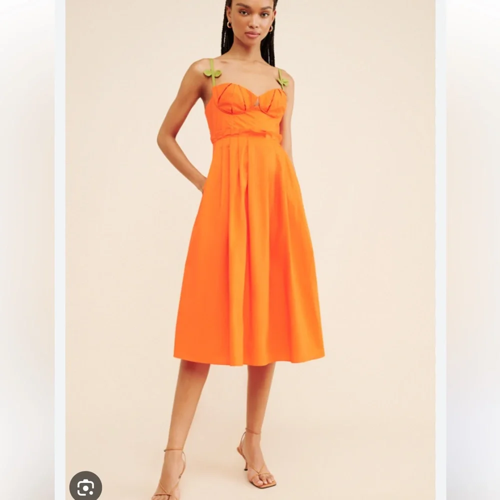 Farm Rio Bicolor Sleeveless Organic Cotton Midi Dress - Picture 1 of 6